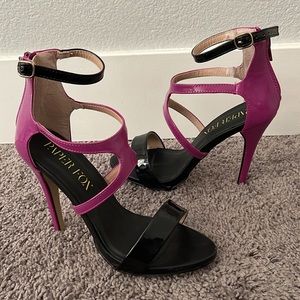 Purple & Black Strapped Heels